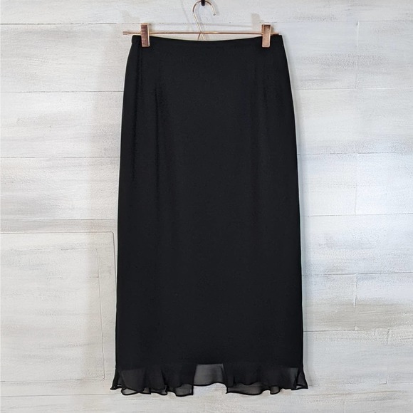 Plaza South Black Pencil Skirt with Ruffle at Bottom Size 14 - Picture 1 of 4